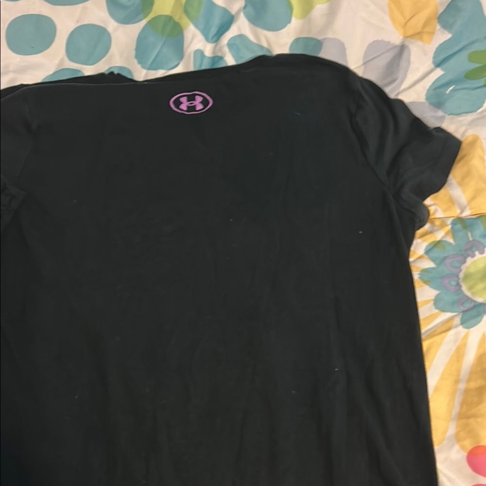 Under Armour Black Tee with Pink Logo - Picture 5 of 5